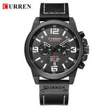 Reloj Curren 8314 negro, de frente sobre fondo blanco