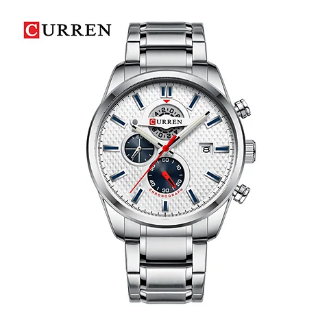 Curren 8352 en plateado y blanco
