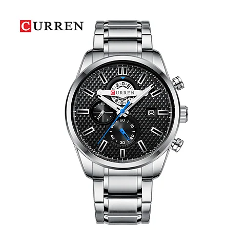 Curren 8352 en plateado y negro