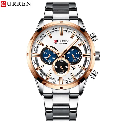 Curren 8355 en plateado y blanco