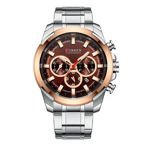 Curren 8361 en plateado y café