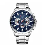 Reloj Curren 8363 plateado con esfera azul, de frente