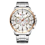 Reloj Curren 8363 plateado con esfera blanca, de frente