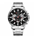 Reloj Curren 8363 plateado con esfera negra, de frente