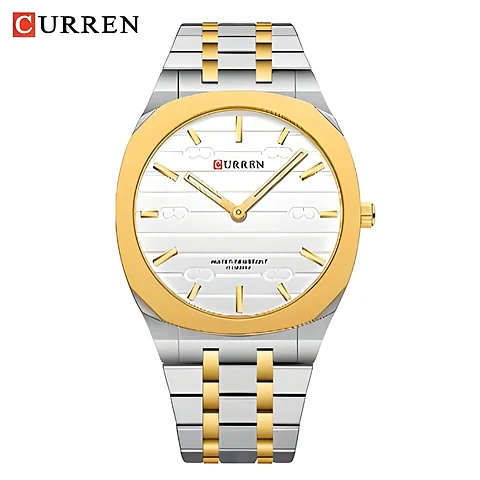 Curren 8444 en plateado y blanco