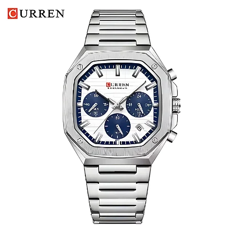 Curren 8459 en plateado y blanco