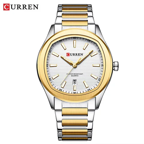 Curren 8474 en plateado y blanco