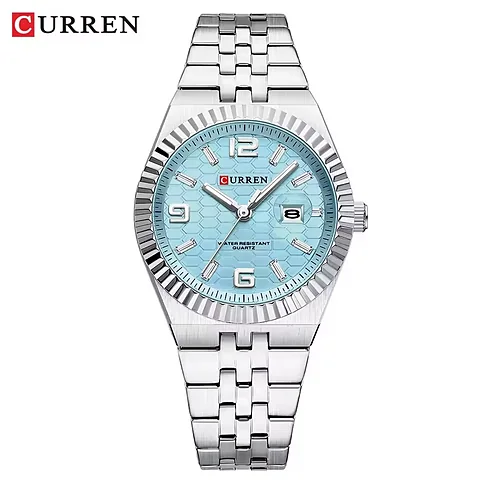 Curren 8498L en plateado y celeste