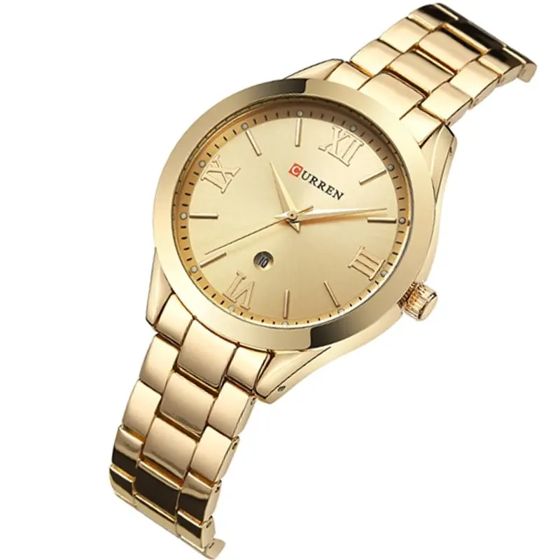 Reloj Curren 9007 para mujer, dorado, de frente