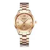 Reloj Curren 9007 para mujer, oro rosa con esfera rosada, de frente