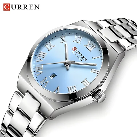 Curren 9095 en plateado y celeste